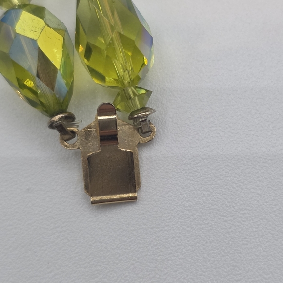 Vintage Green Crystal Necklace And Earrings - Clip On - Picture 8 of 12